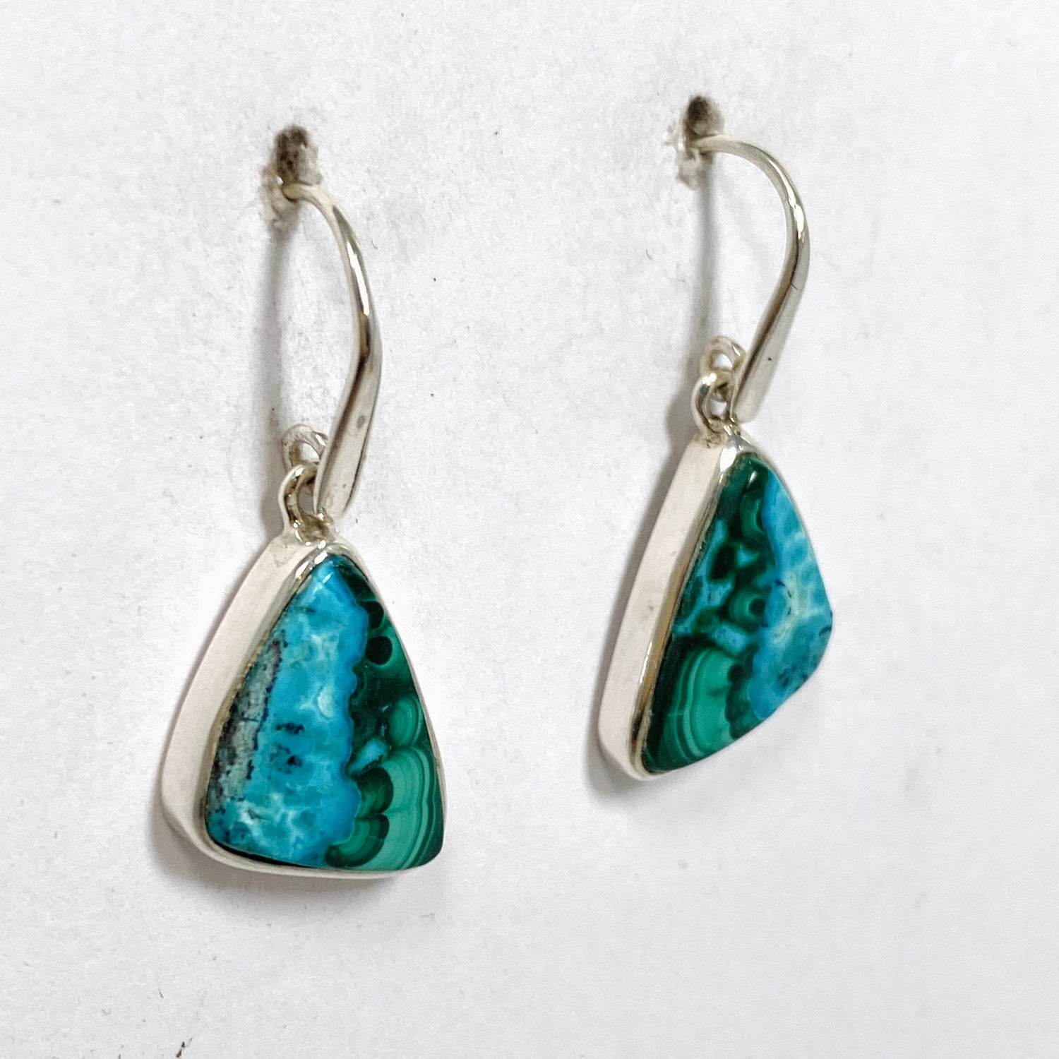 Malacholla (Malachite and Chrysocolla) Freeform Cabochon Earrings PEGJ356