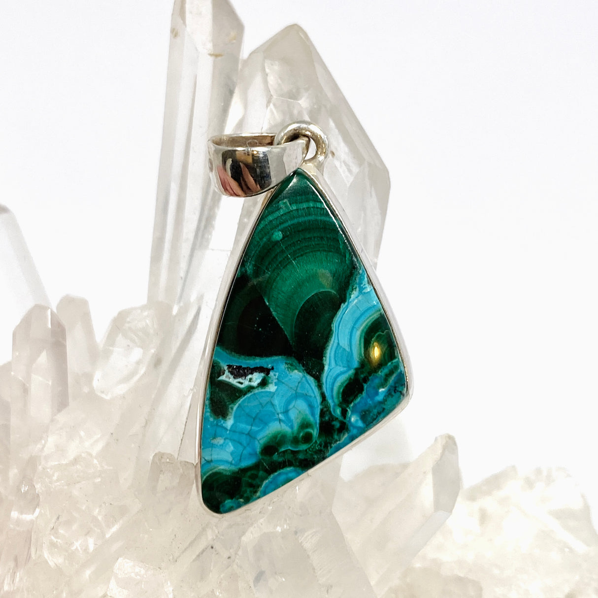 Malacholla (Malachite and Chrysocolla) Freeform Cabochon Pendant PPGJ1136