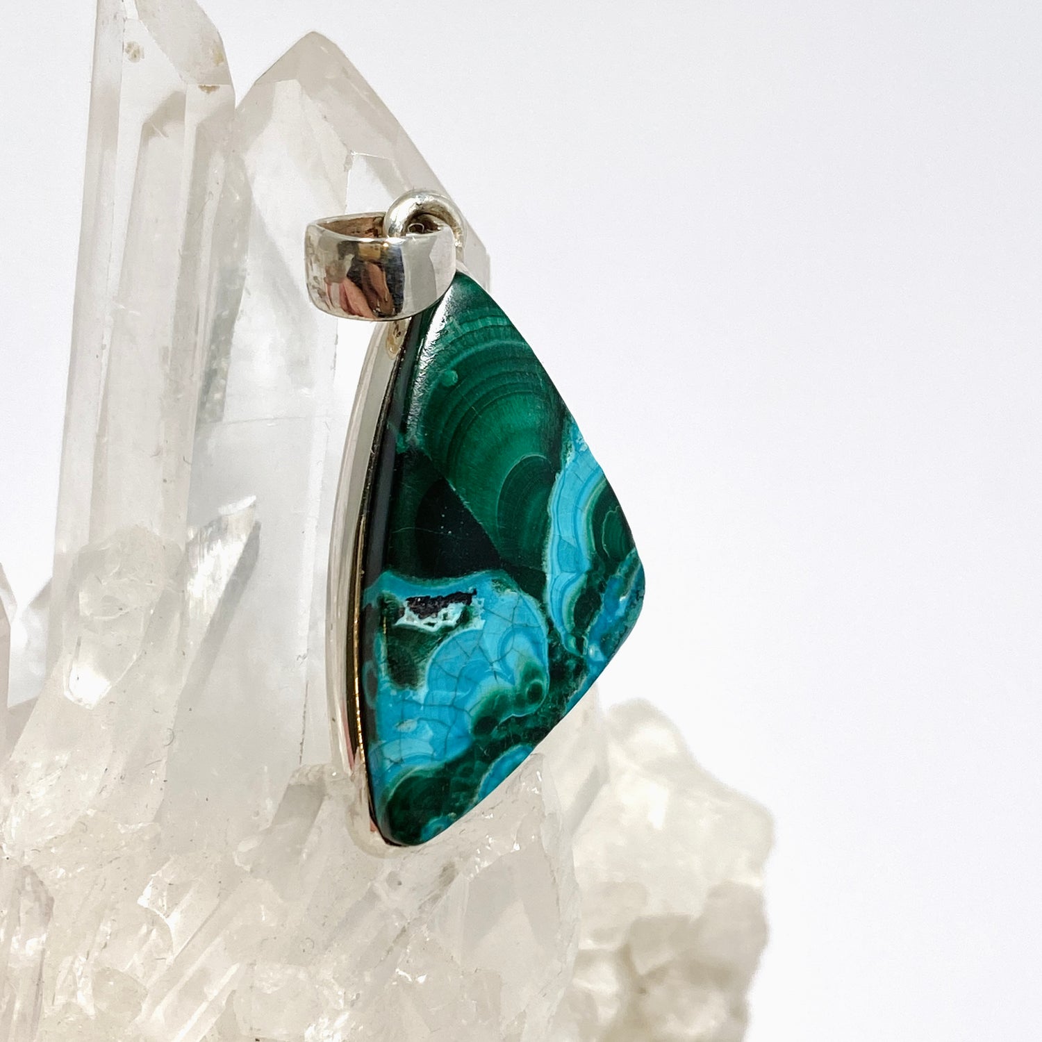 Malacholla (Malachite and Chrysocolla) Freeform Cabochon Pendant PPGJ1136