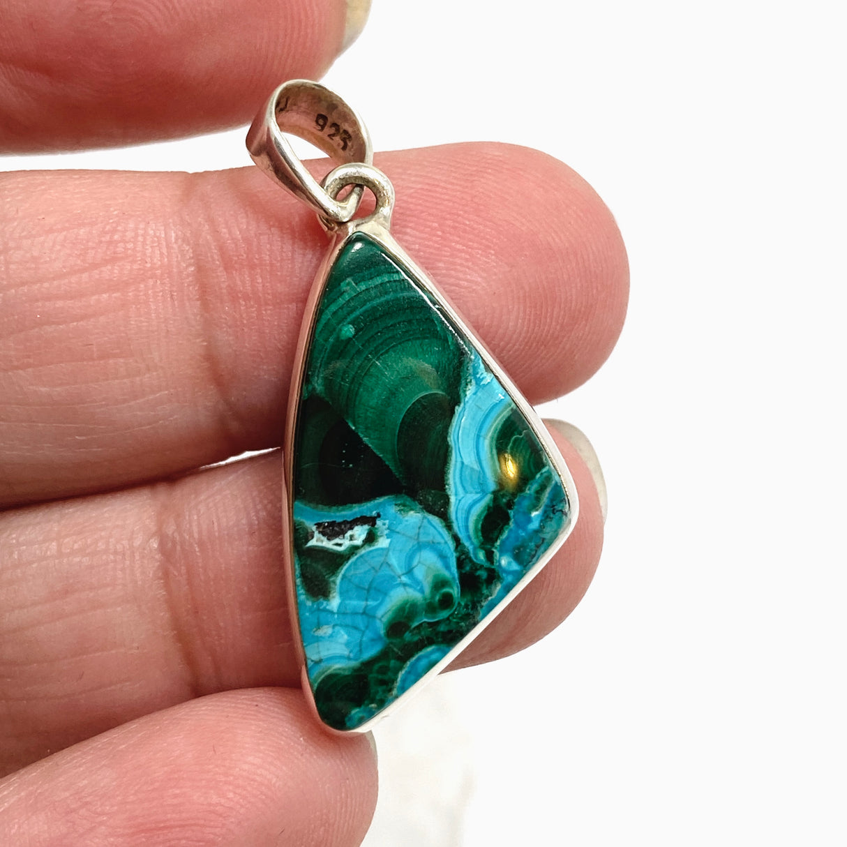 Malacholla (Malachite and Chrysocolla) Freeform Cabochon Pendant PPGJ1136