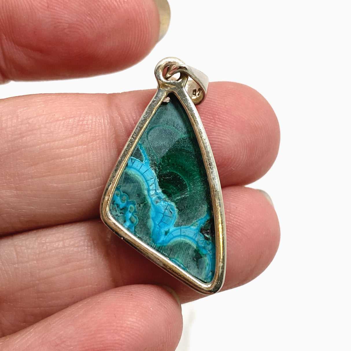 Malacholla (Malachite and Chrysocolla) Freeform Cabochon Pendant PPGJ1136