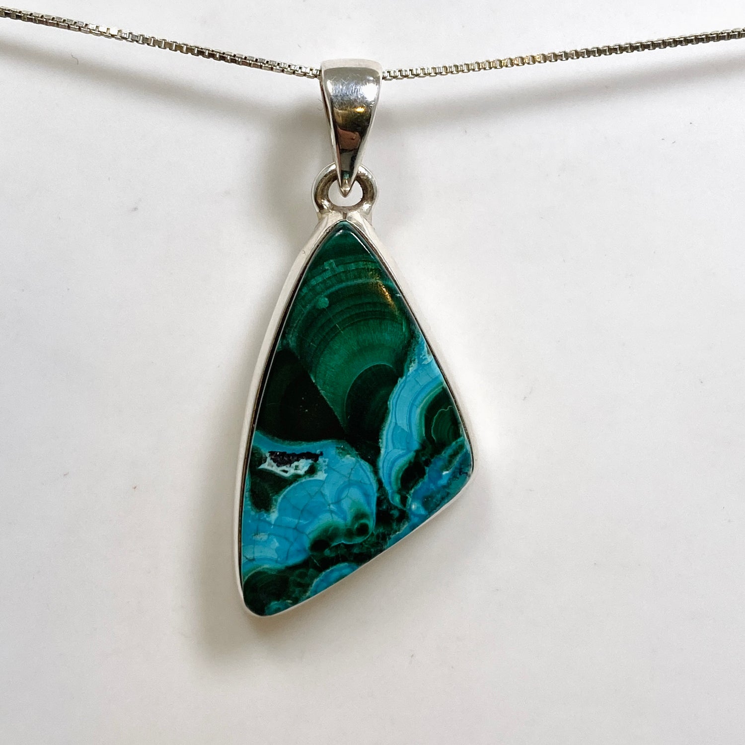 Malacholla (Malachite and Chrysocolla) Freeform Cabochon Pendant PPGJ1136