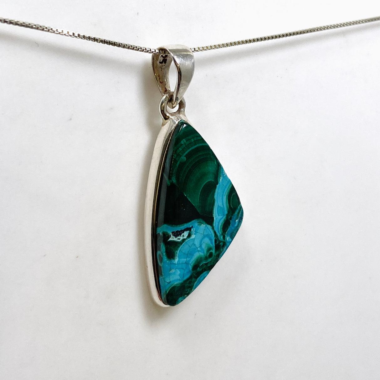 Malacholla (Malachite and Chrysocolla) Freeform Cabochon Pendant PPGJ1136