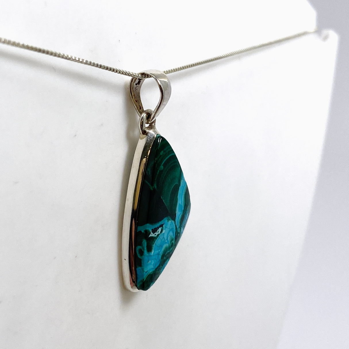 Malacholla (Malachite and Chrysocolla) Freeform Cabochon Pendant PPGJ1136