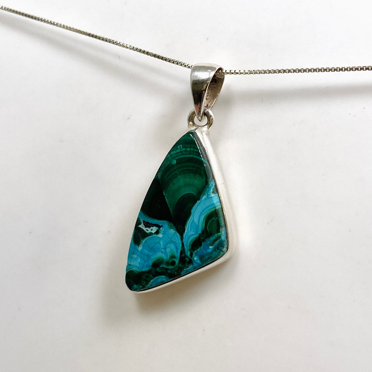 Malacholla (Malachite and Chrysocolla) Freeform Cabochon Pendant PPGJ1136