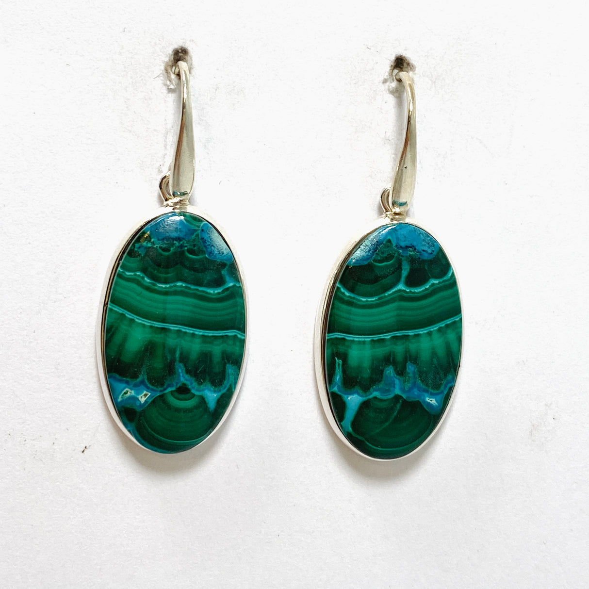 Malacholla (Malachite and Chrysocolla) Oval Cabochon Earrings PEGJ317
