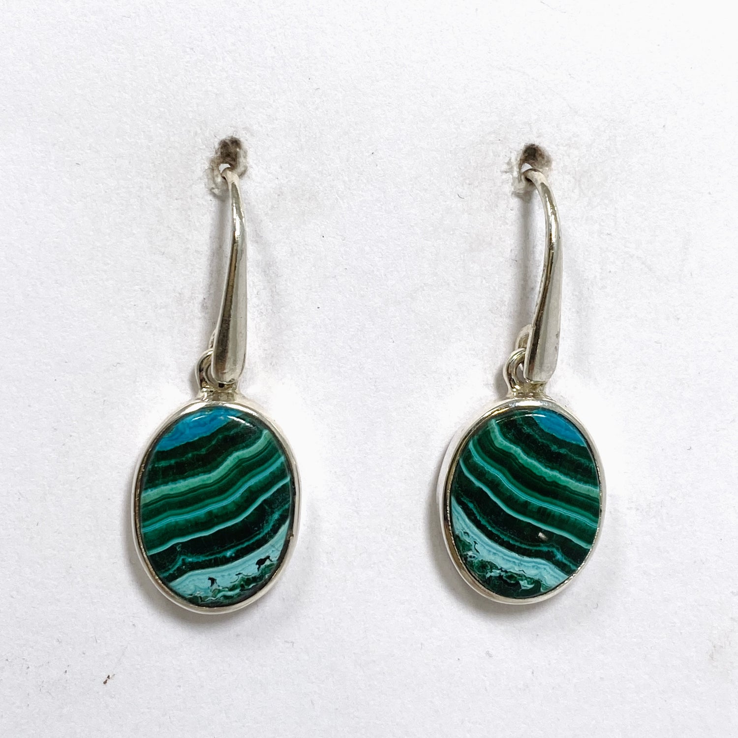 Malacholla (Malachite and Chrysocolla) Oval Cabochon Earrings PEGJ357