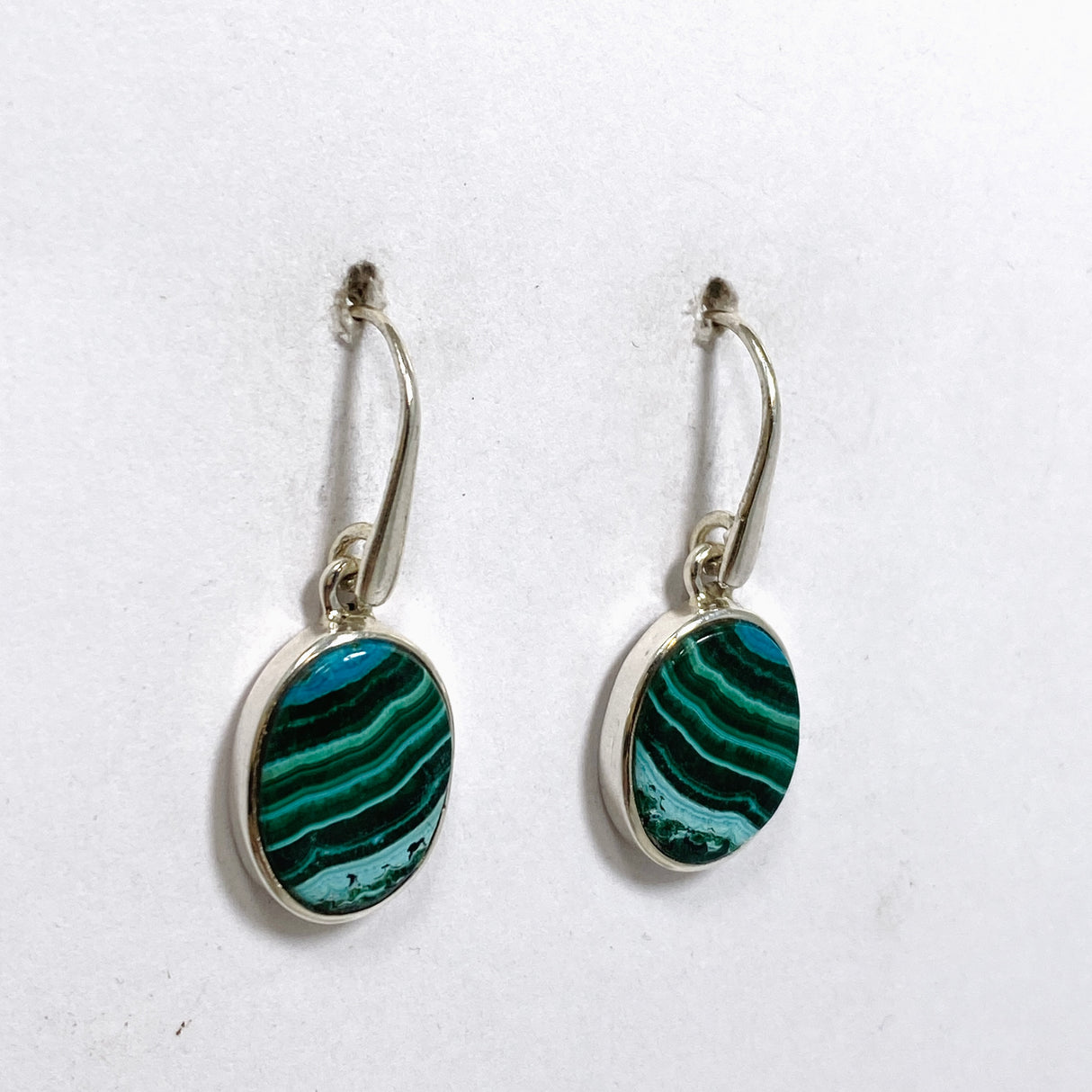 Malacholla (Malachite and Chrysocolla) Oval Cabochon Earrings PEGJ357