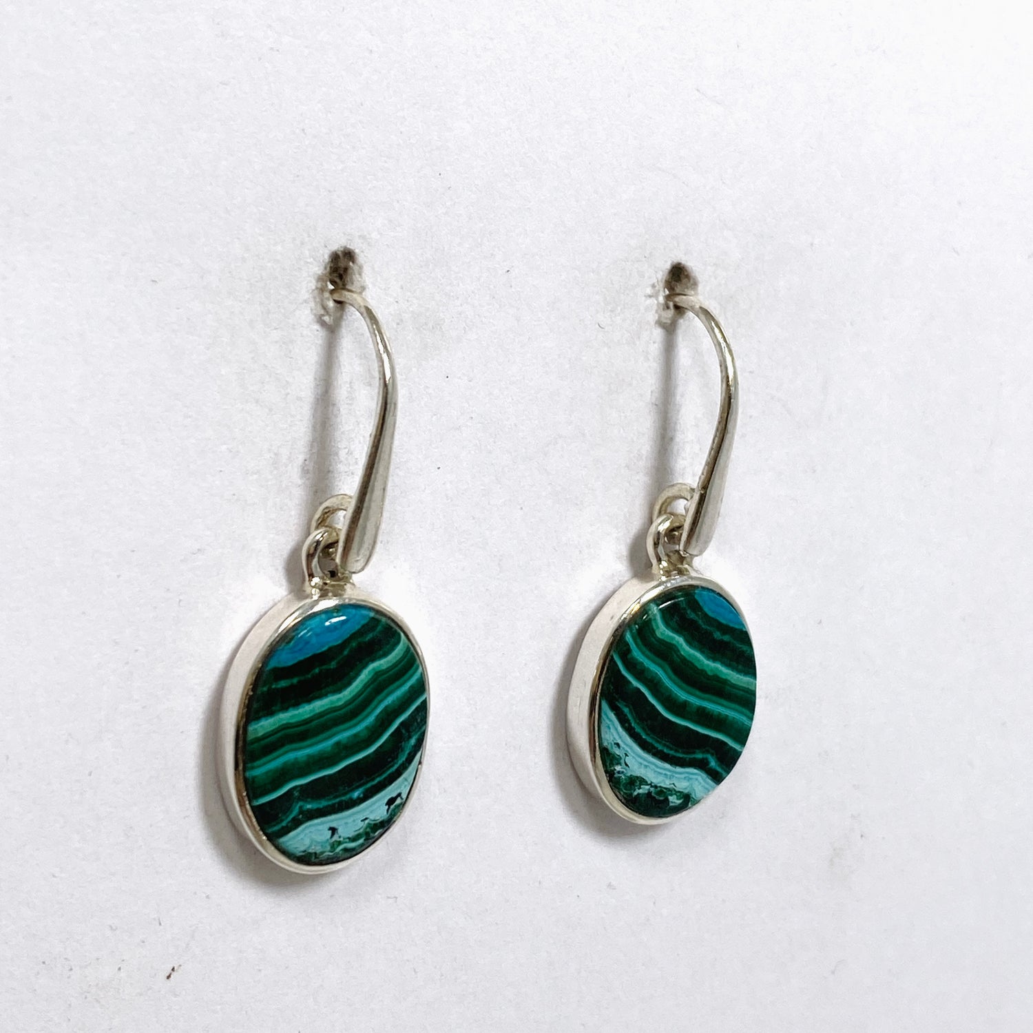 Malacholla (Malachite and Chrysocolla) Oval Cabochon Earrings PEGJ357
