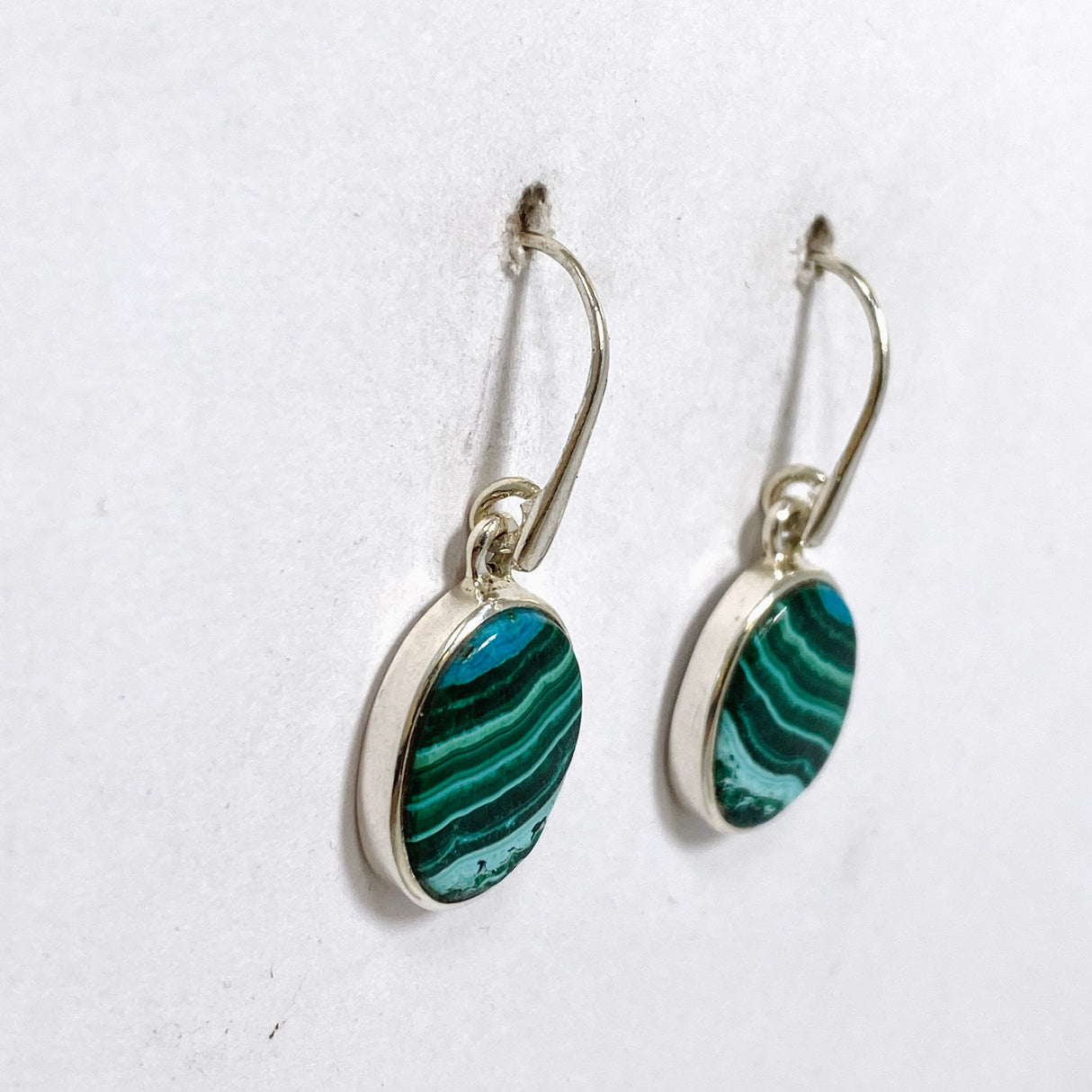 Malacholla (Malachite and Chrysocolla) Oval Cabochon Earrings PEGJ357