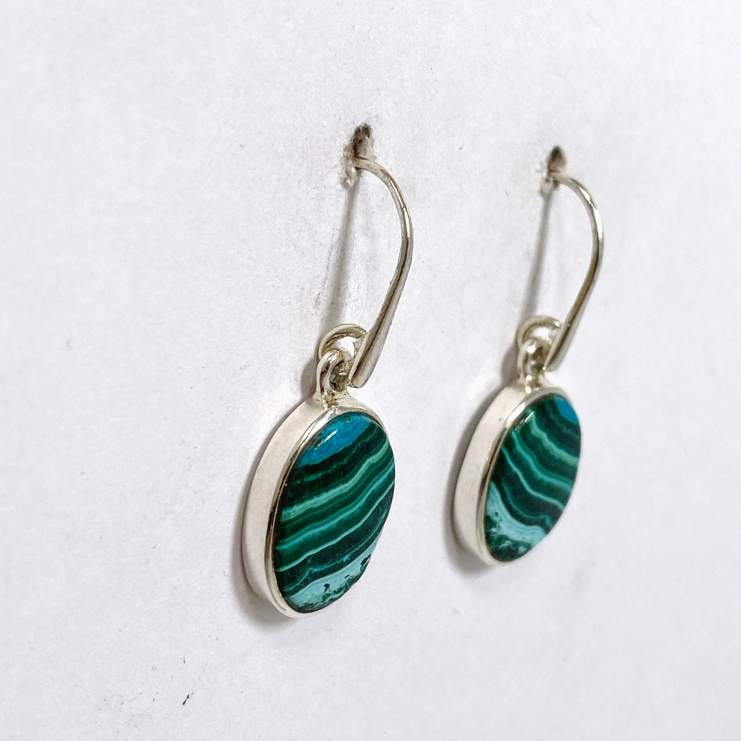 Malacholla (Malachite and Chrysocolla) Oval Cabochon Earrings PEGJ357