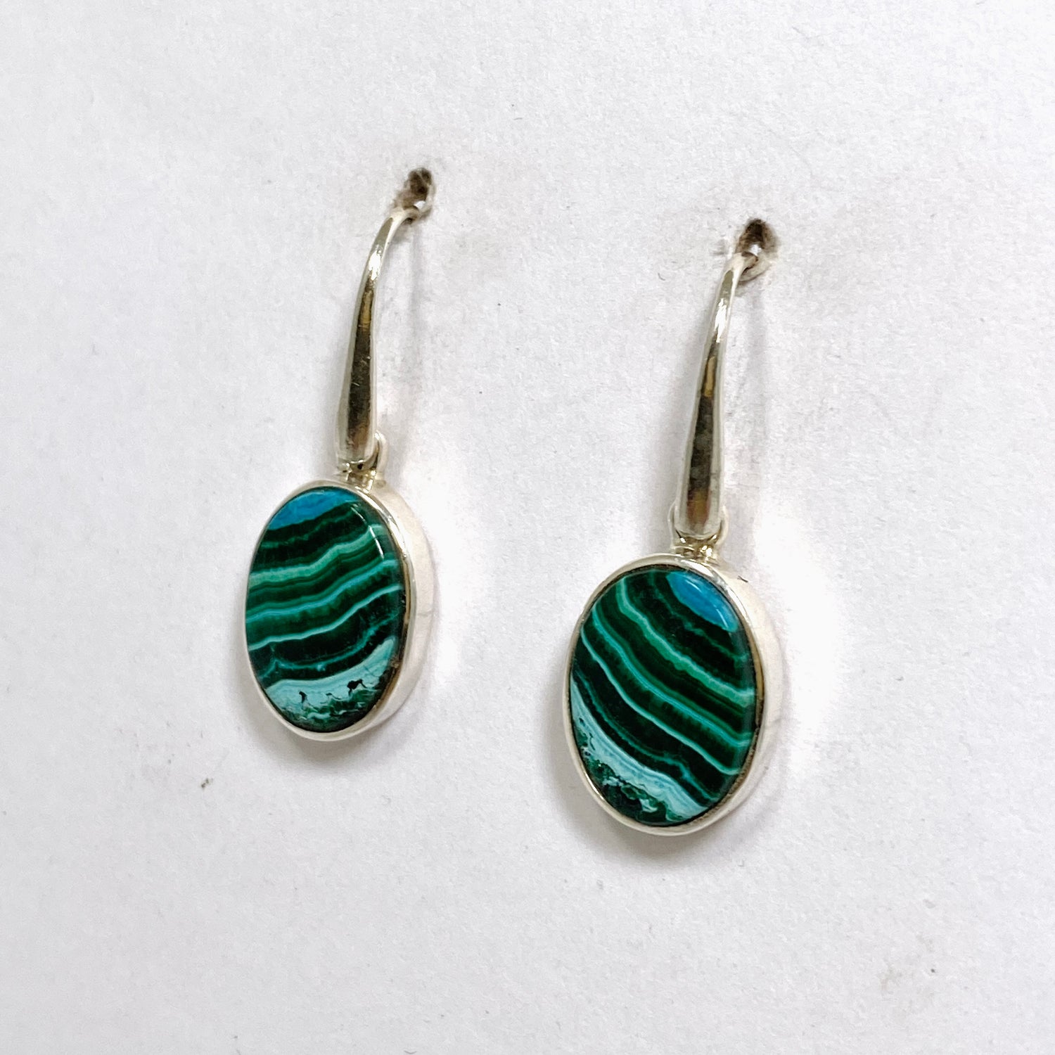 Malacholla (Malachite and Chrysocolla) Oval Cabochon Earrings PEGJ357