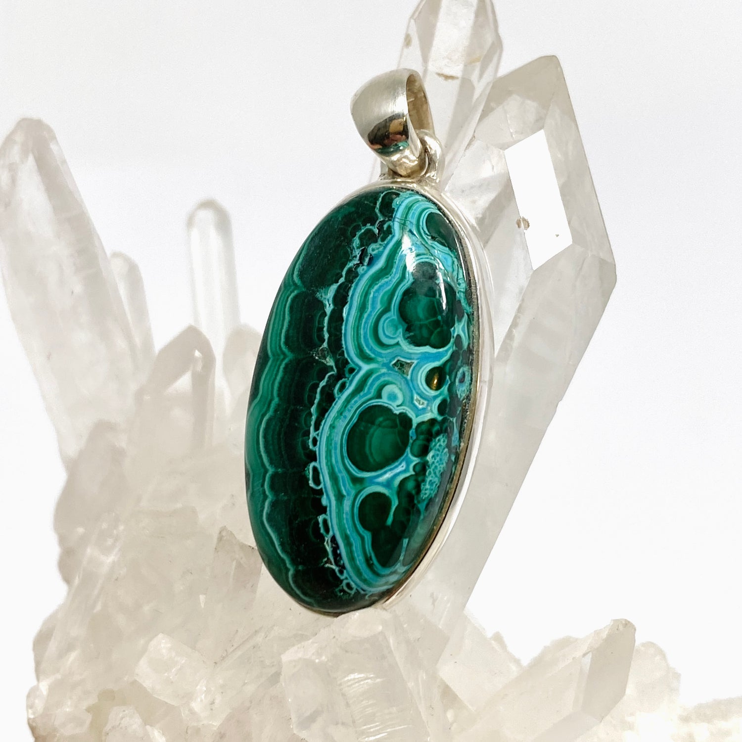Malacholla (Malachite and Chrysocolla) Oval Cabochon Pendant PPGJ1137