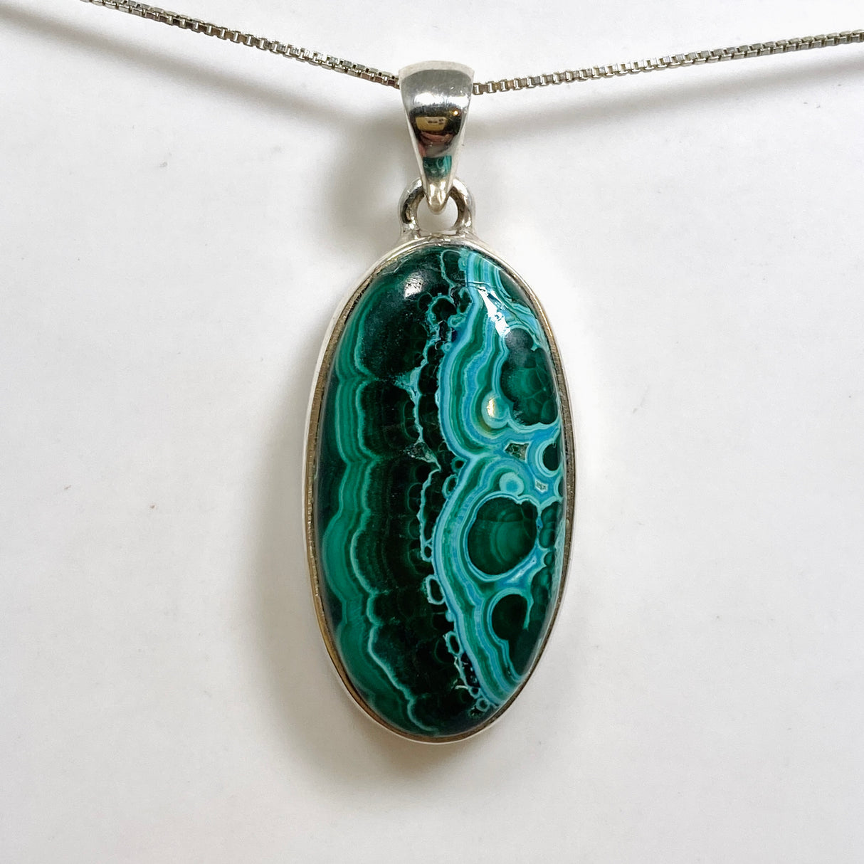 Malacholla (Malachite and Chrysocolla) Oval Cabochon Pendant PPGJ1137
