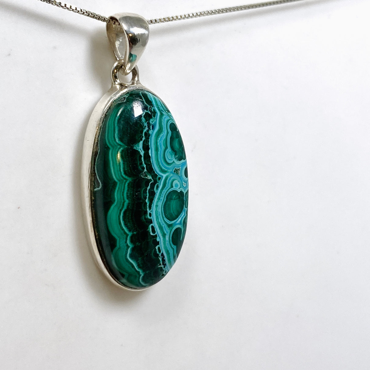 Malacholla (Malachite and Chrysocolla) Oval Cabochon Pendant PPGJ1137