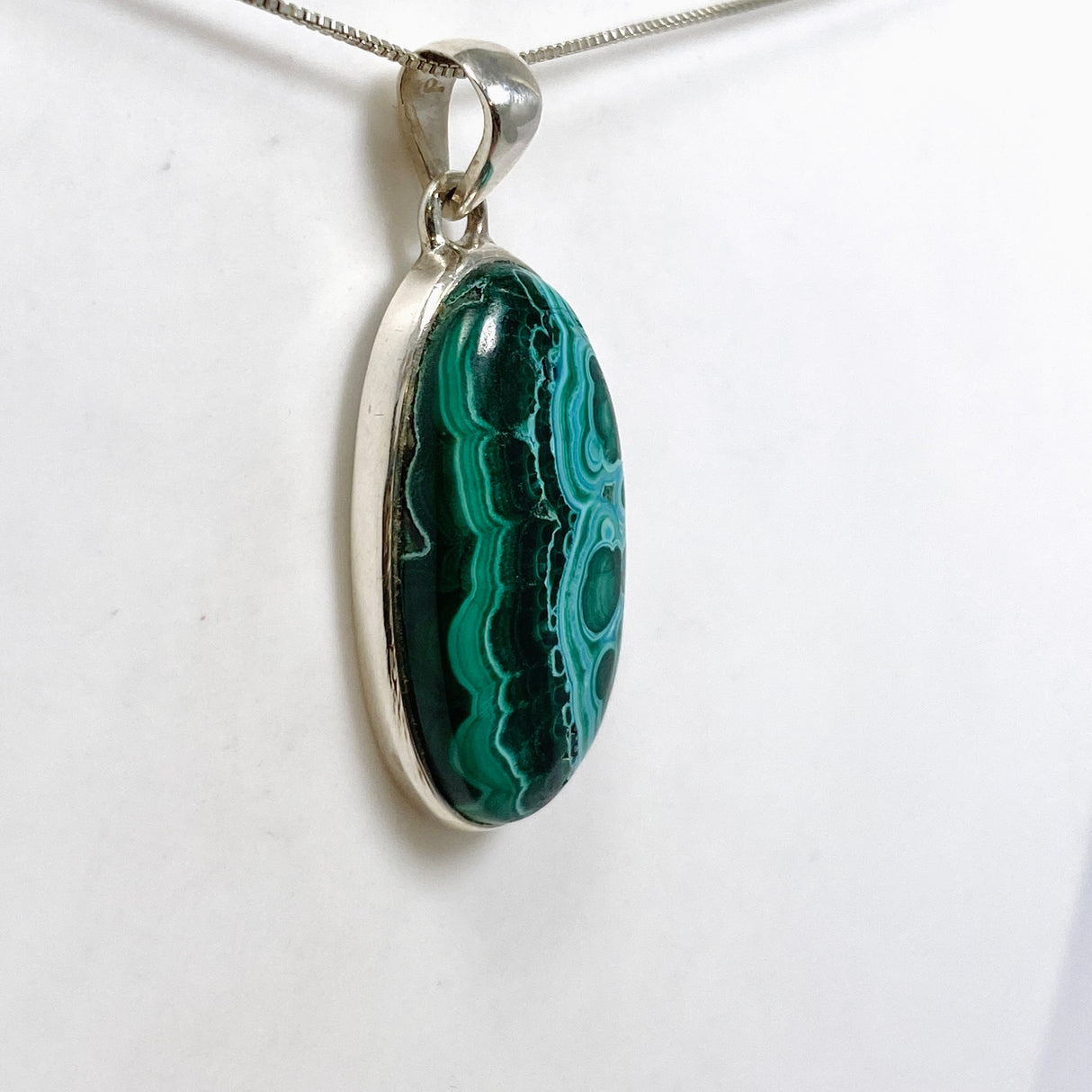 Malacholla (Malachite and Chrysocolla) Oval Cabochon Pendant PPGJ1137