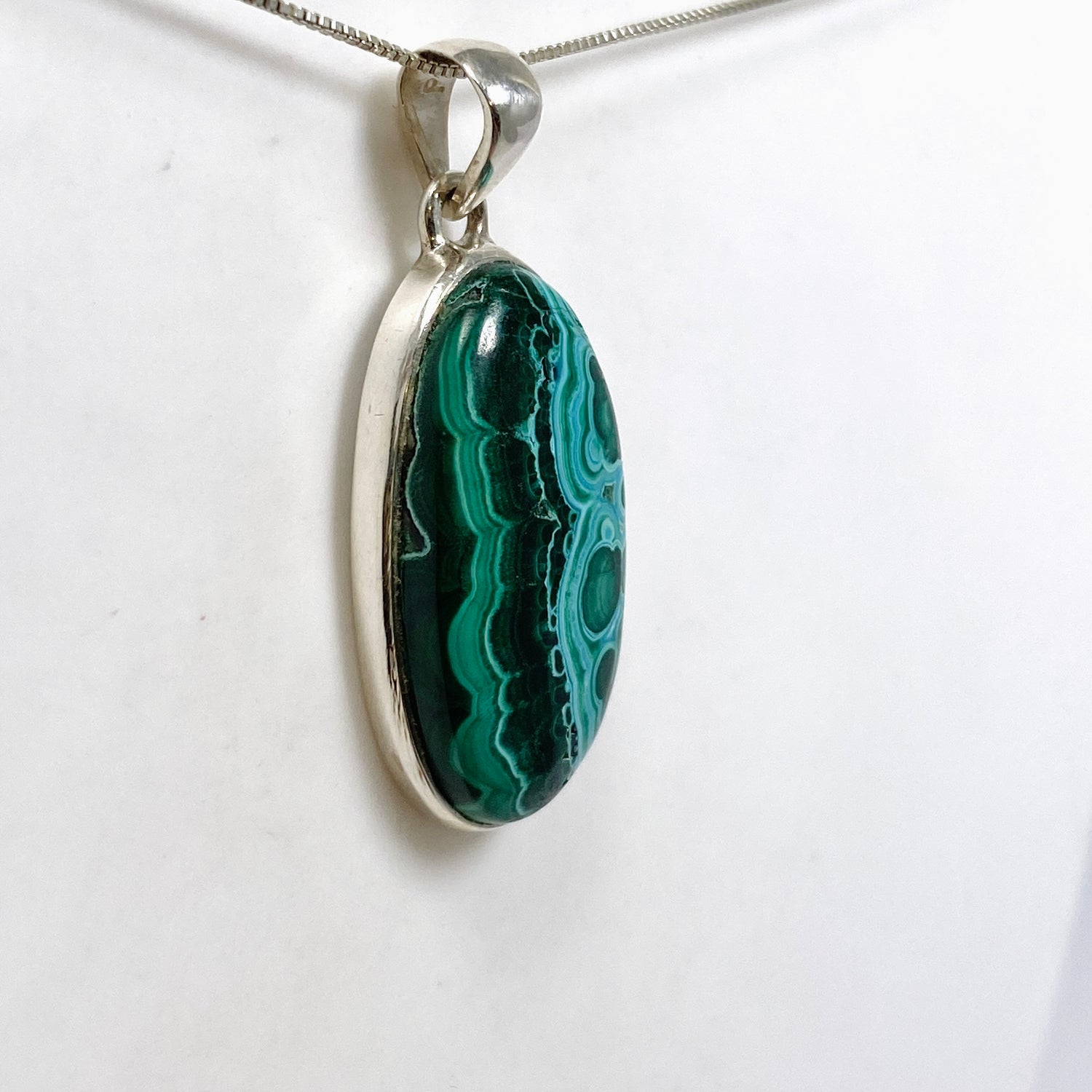 Malacholla (Malachite and Chrysocolla) Oval Cabochon Pendant PPGJ1137