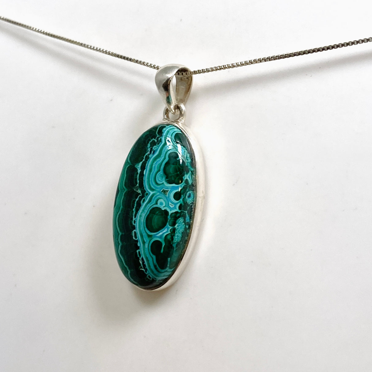 Malacholla (Malachite and Chrysocolla) Oval Cabochon Pendant PPGJ1137