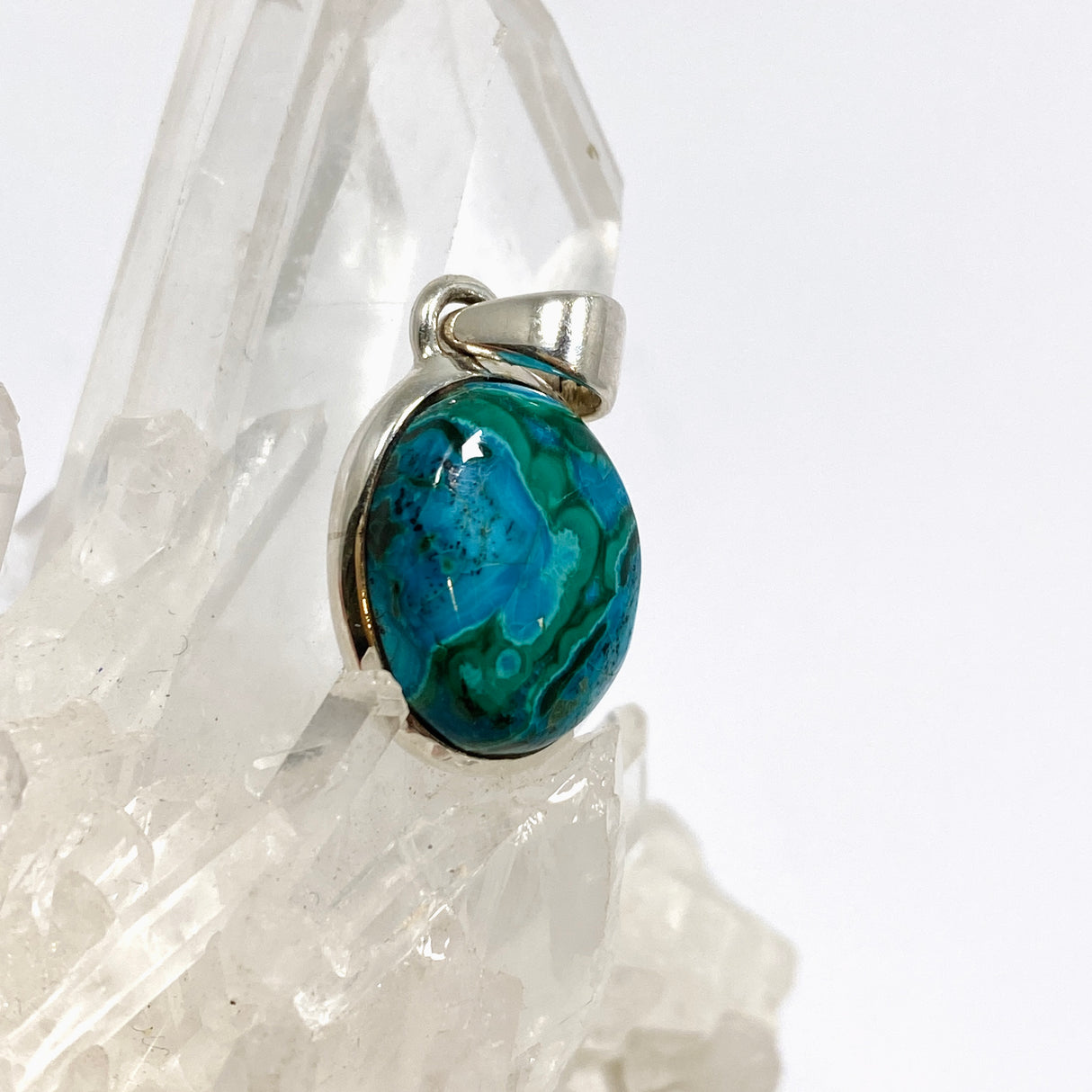 Malacholla (Malachite and Chrysocolla) Oval Cabochon Pendant PPGJ1138