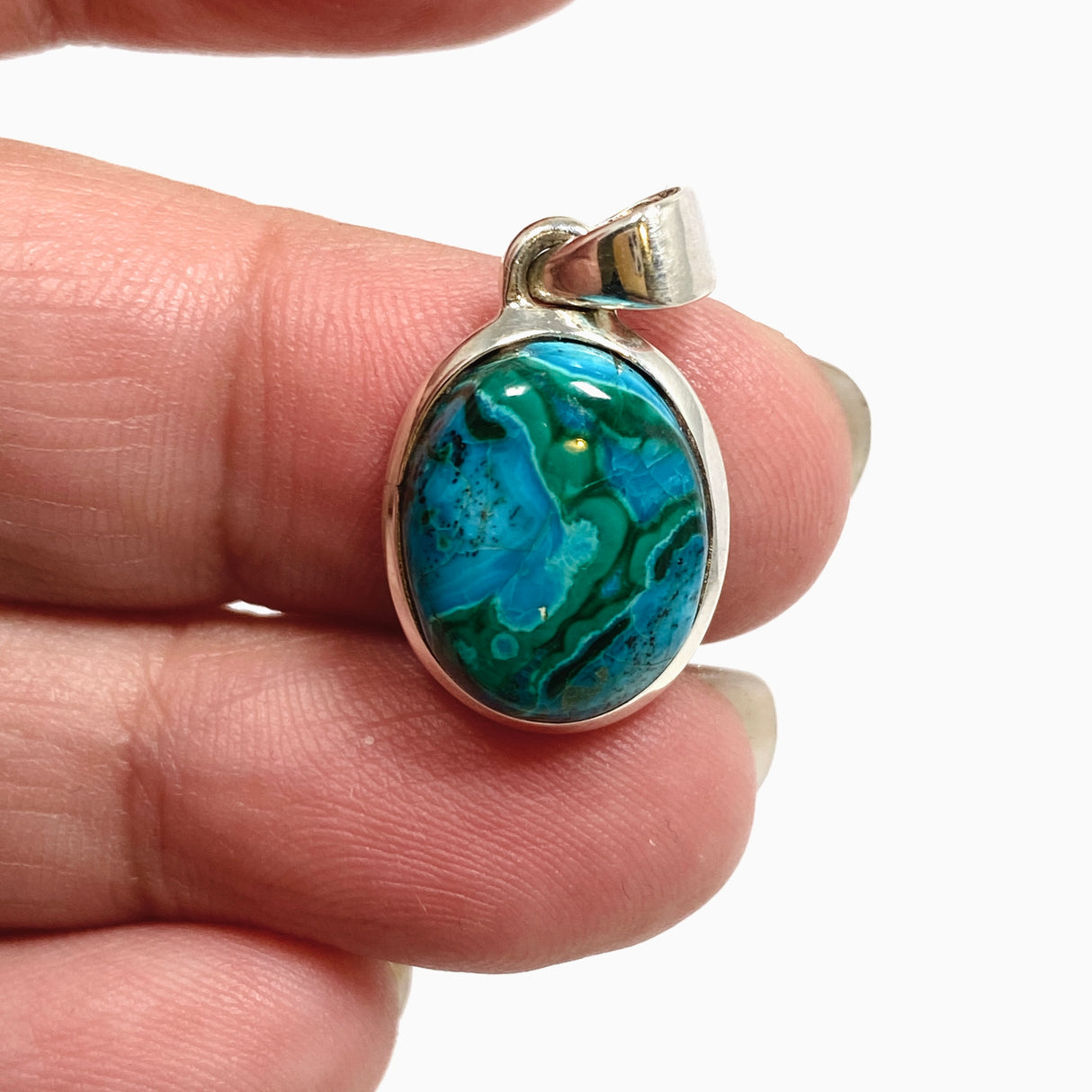 Malacholla (Malachite and Chrysocolla) Oval Cabochon Pendant PPGJ1138