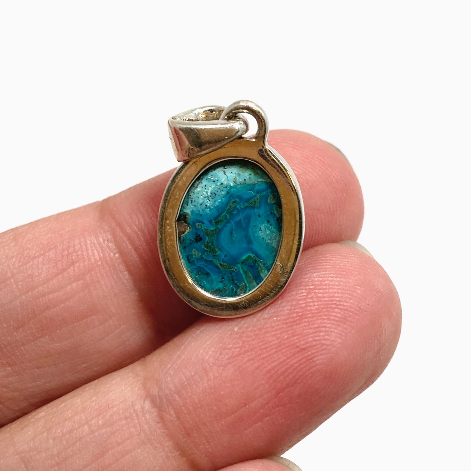 Malacholla (Malachite and Chrysocolla) Oval Cabochon Pendant PPGJ1138