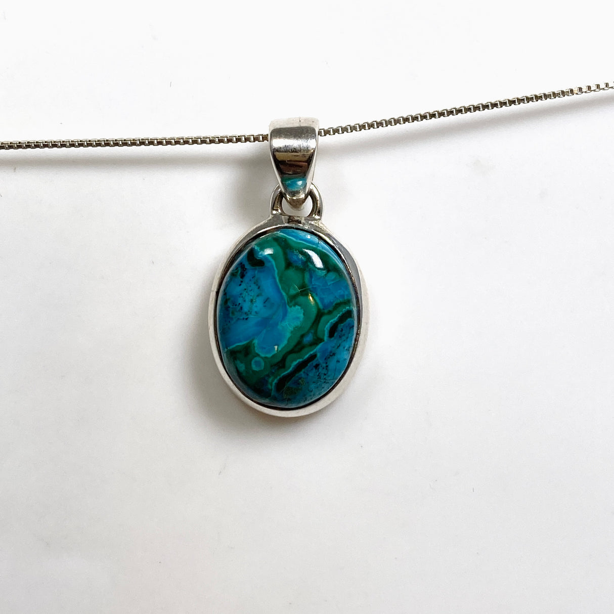 Malacholla (Malachite and Chrysocolla) Oval Cabochon Pendant PPGJ1138