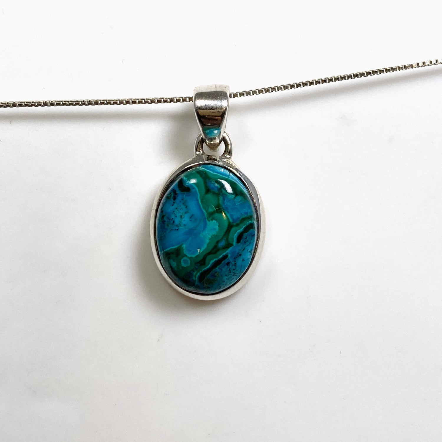 Malacholla (Malachite and Chrysocolla) Oval Cabochon Pendant PPGJ1138