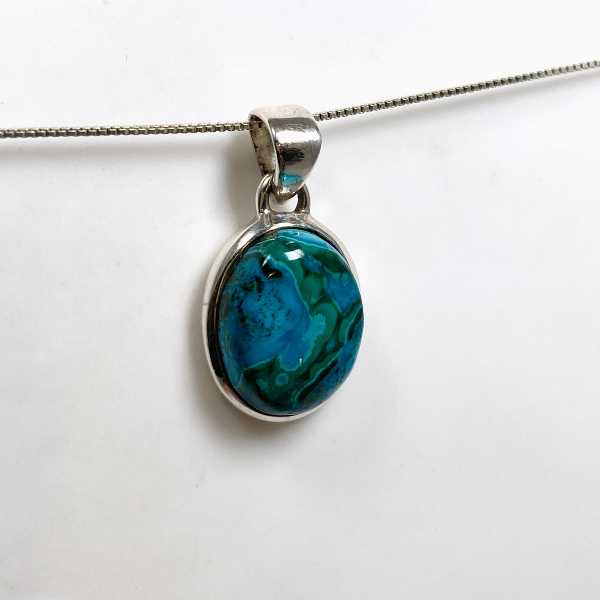 Malacholla (Malachite and Chrysocolla) Oval Cabochon Pendant PPGJ1138