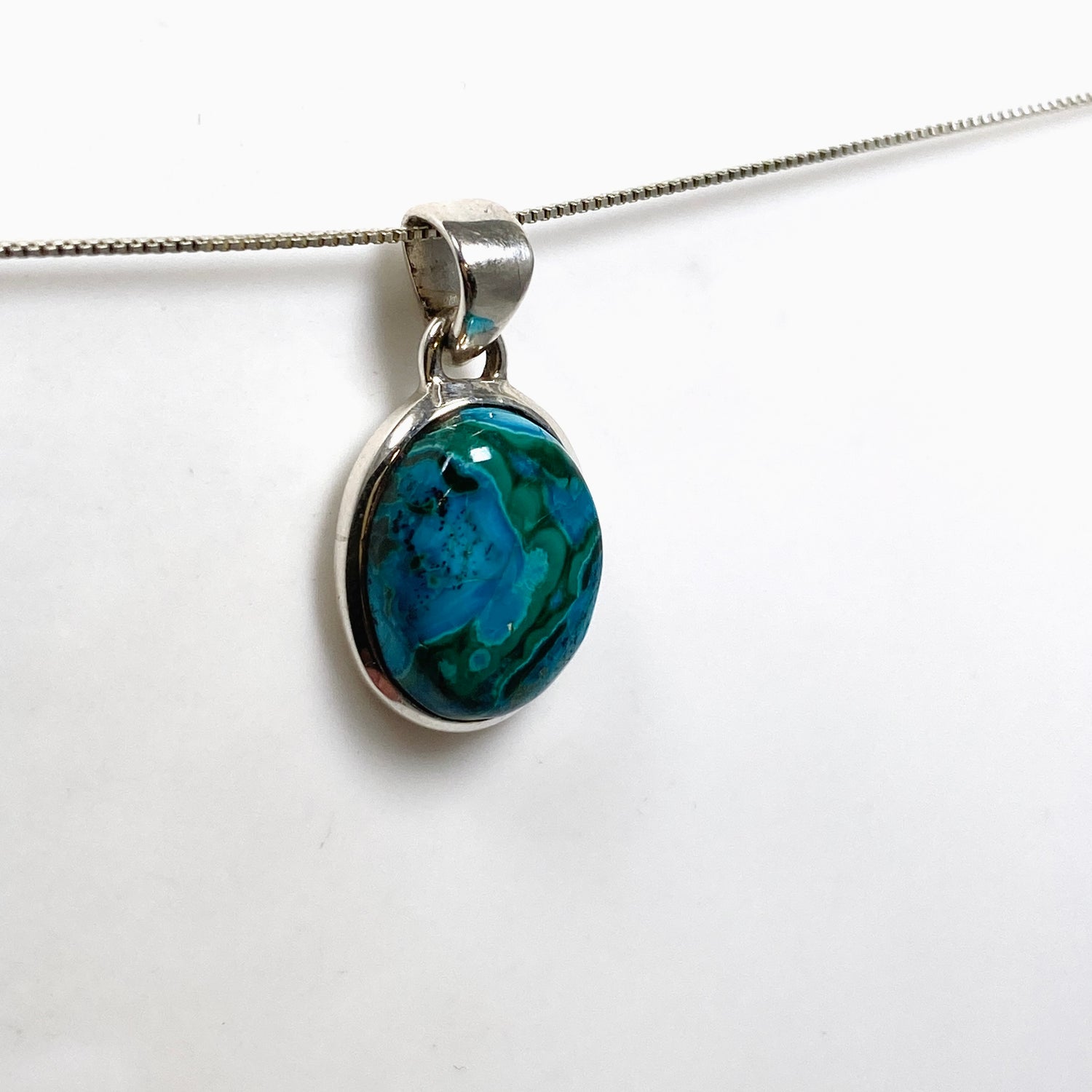 Malacholla (Malachite and Chrysocolla) Oval Cabochon Pendant PPGJ1138