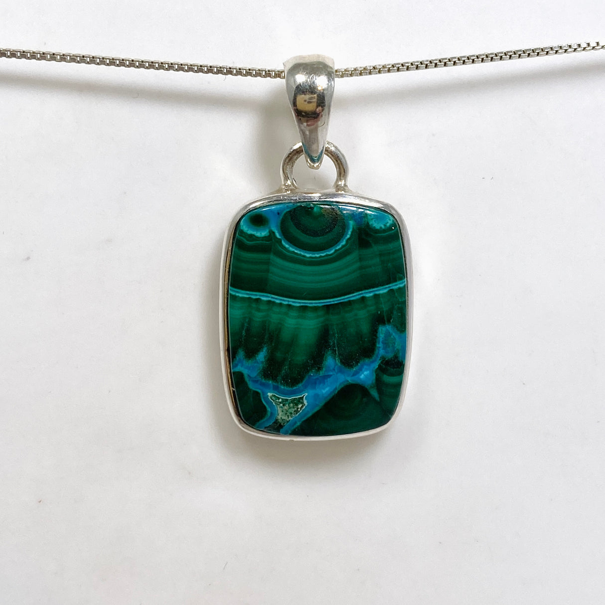 Malacholla (Malachite and Chrysocolla) Rectangular Cabochon Pendant PPGJ1135