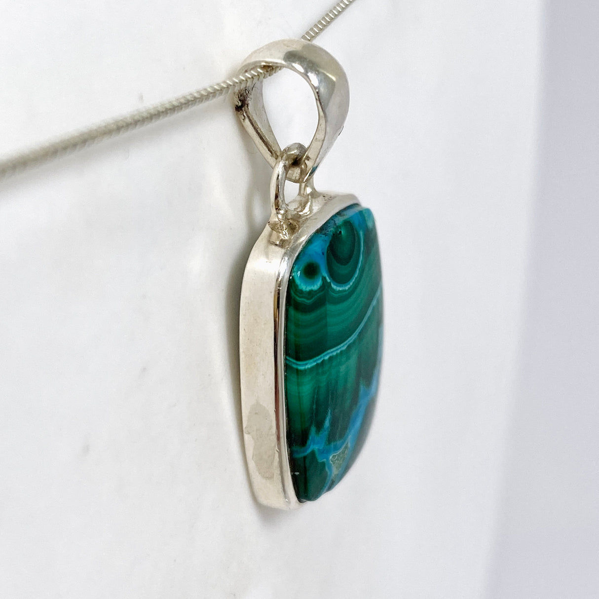 Malacholla (Malachite and Chrysocolla) Rectangular Cabochon Pendant PPGJ1135