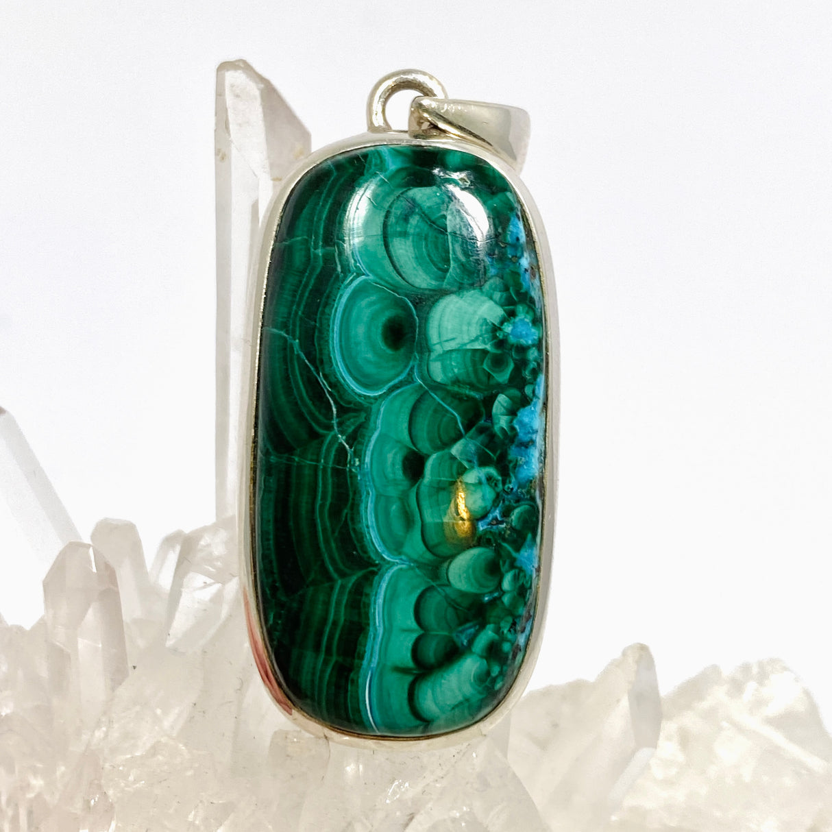 Malacholla (Malachite and Chrysocolla) Rectangular Cabochon Pendant PPGJ1141