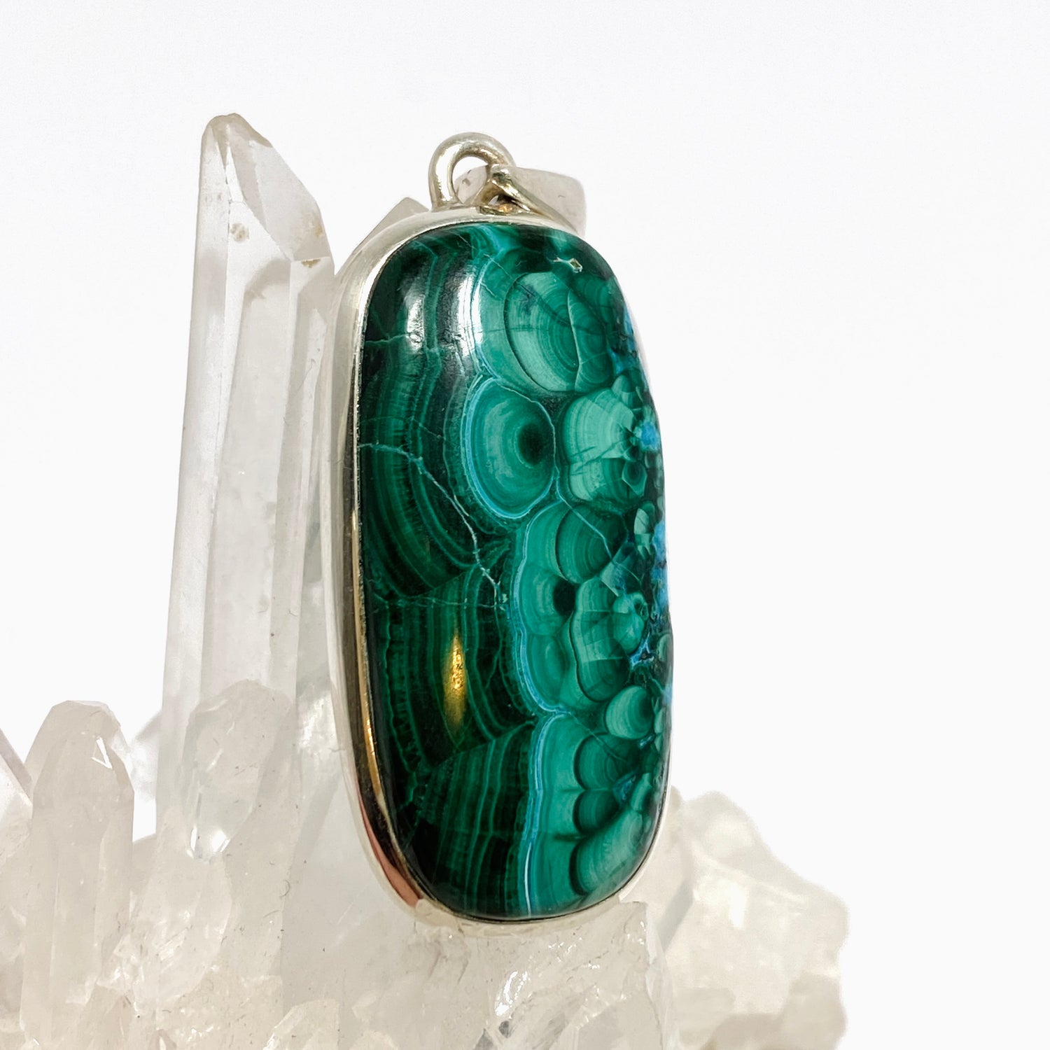 Malacholla (Malachite and Chrysocolla) Rectangular Cabochon Pendant PPGJ1141