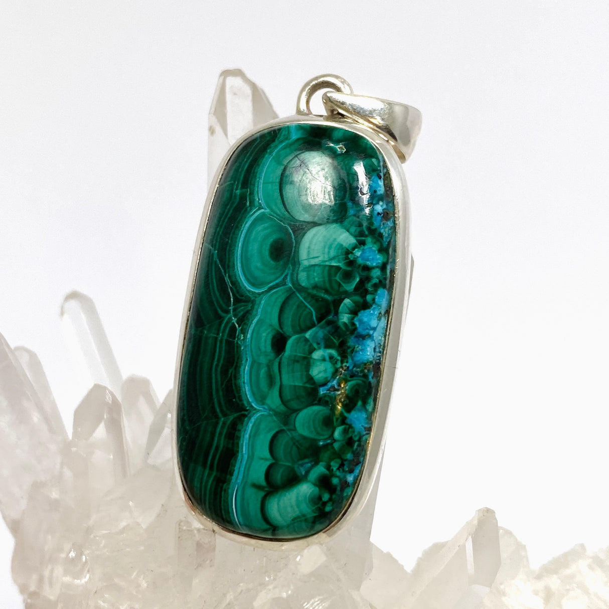 Malacholla (Malachite and Chrysocolla) Rectangular Cabochon Pendant PPGJ1141