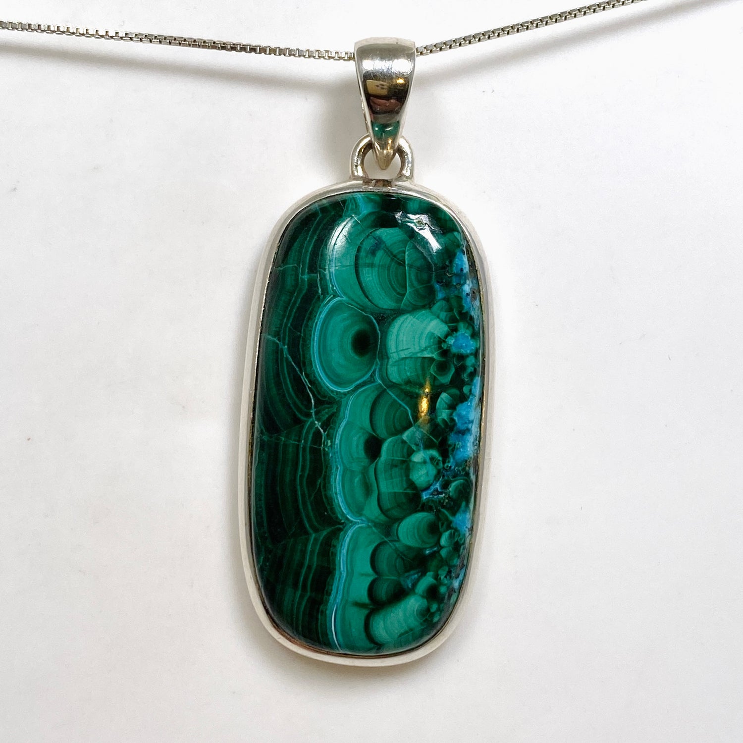 Malacholla (Malachite and Chrysocolla) Rectangular Cabochon Pendant PPGJ1141