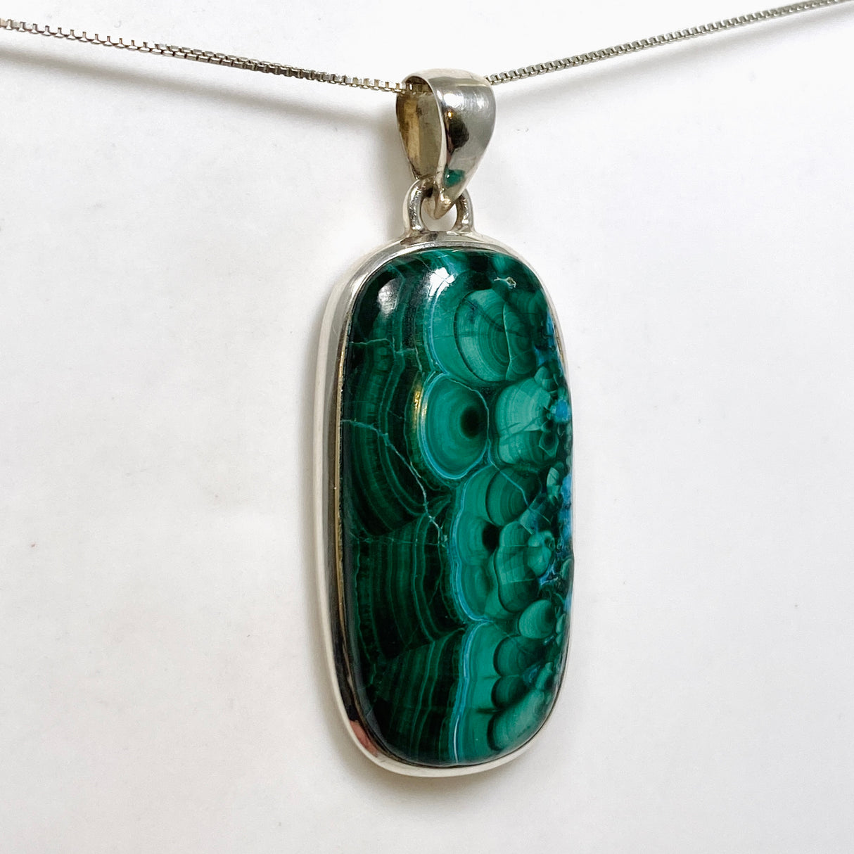 Malacholla (Malachite and Chrysocolla) Rectangular Cabochon Pendant PPGJ1141