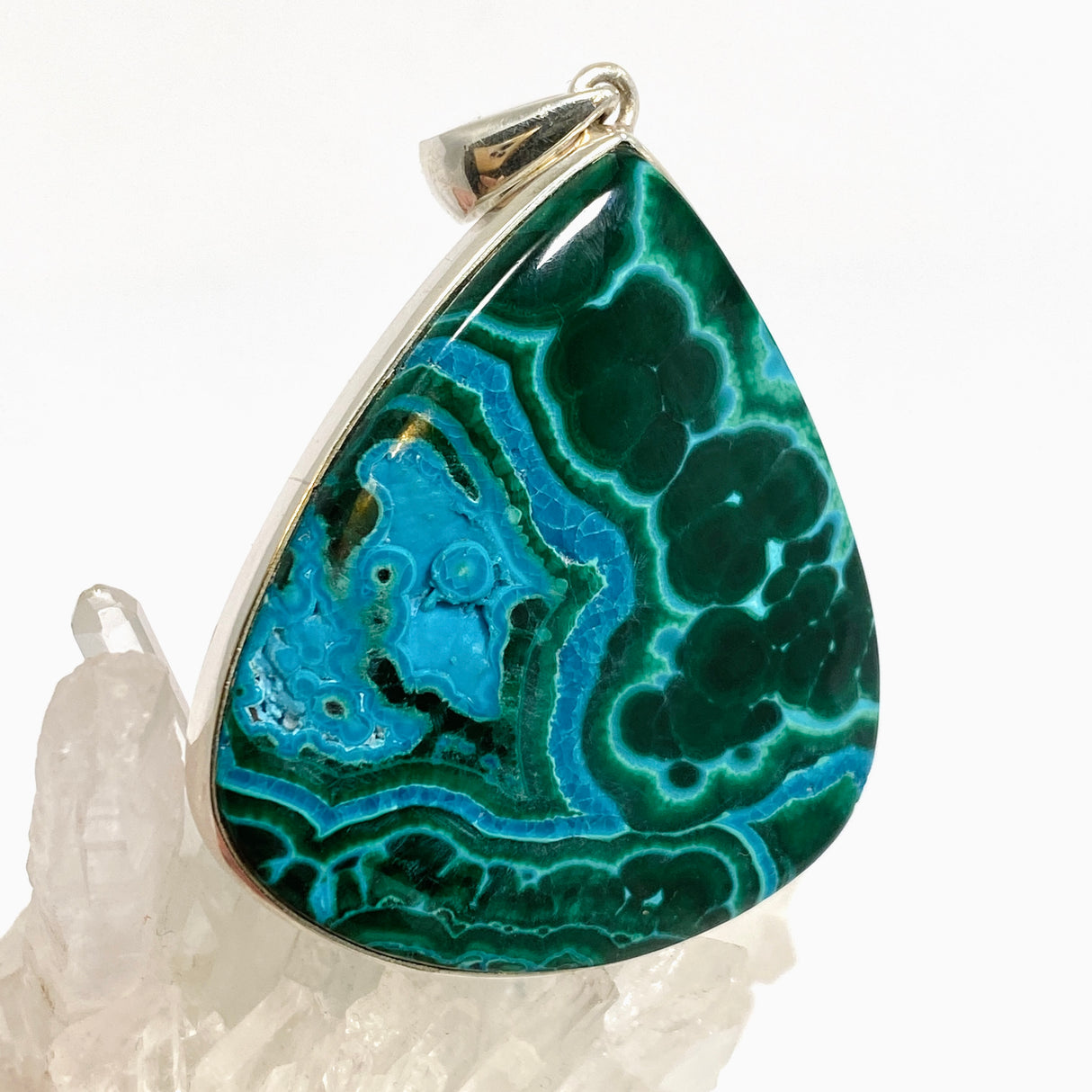 Malacholla (Malachite and Chrysocolla) Teardrop Cabochon Pendant PPGJ1132