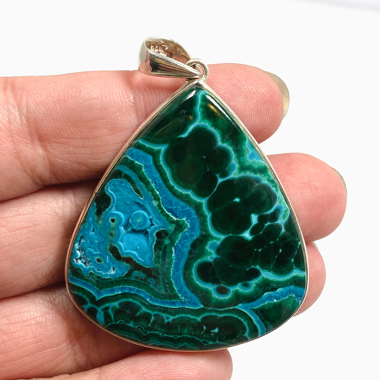 Malacholla (Malachite and Chrysocolla) Teardrop Cabochon Pendant PPGJ1132
