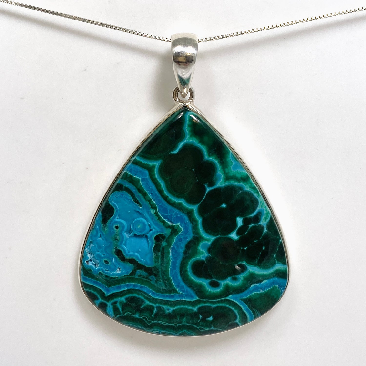 Malacholla (Malachite and Chrysocolla) Teardrop Cabochon Pendant PPGJ1132