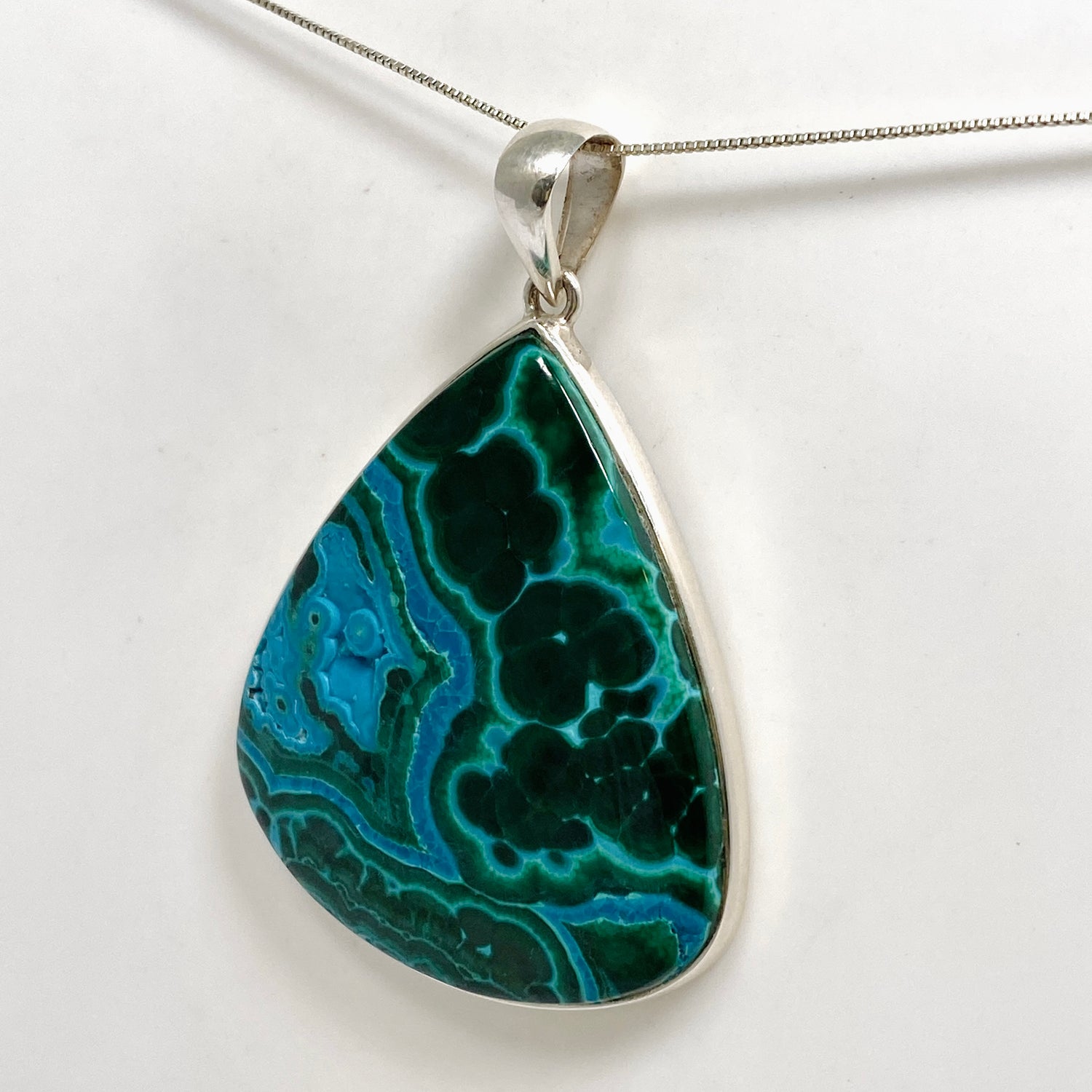 Malacholla (Malachite and Chrysocolla) Teardrop Cabochon Pendant PPGJ1132