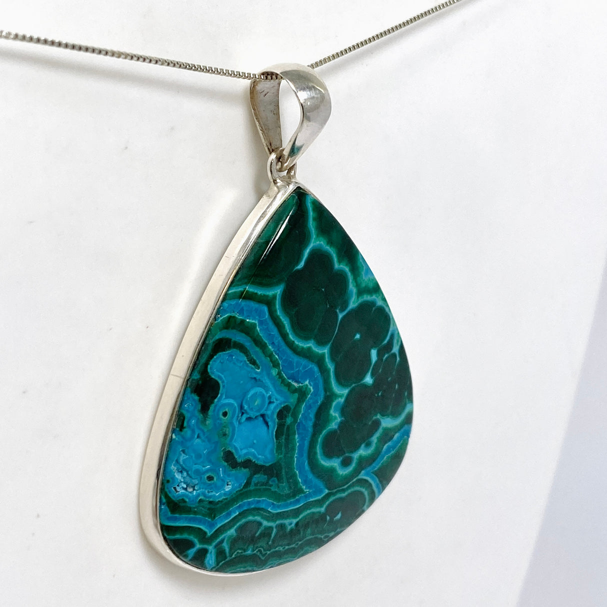 Malacholla (Malachite and Chrysocolla) Teardrop Cabochon Pendant PPGJ1132