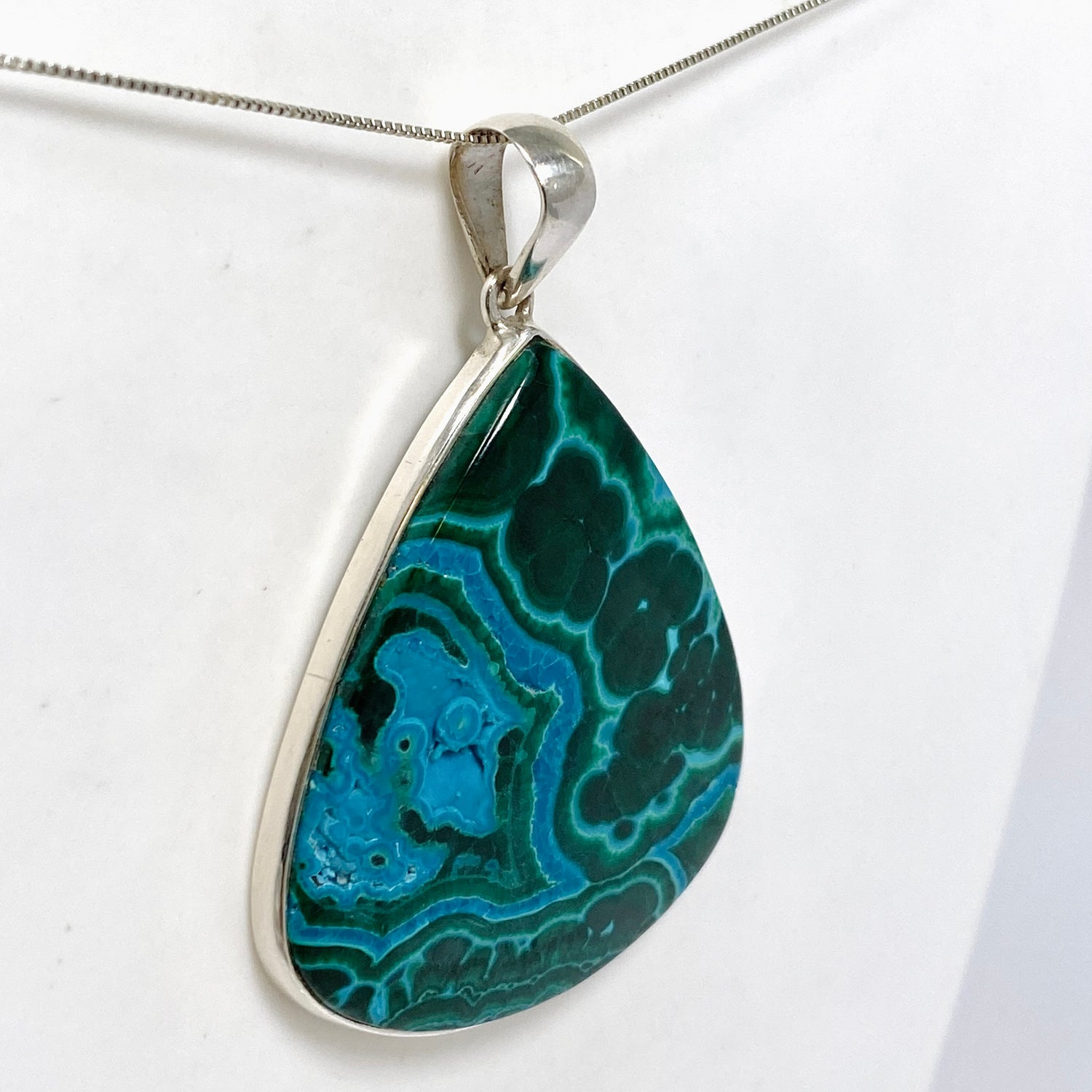 Malacholla (Malachite and Chrysocolla) Teardrop Cabochon Pendant PPGJ1132