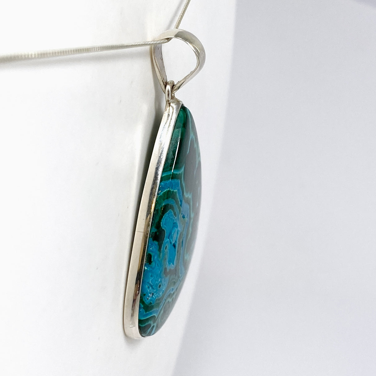 Malacholla (Malachite and Chrysocolla) Teardrop Cabochon Pendant PPGJ1132