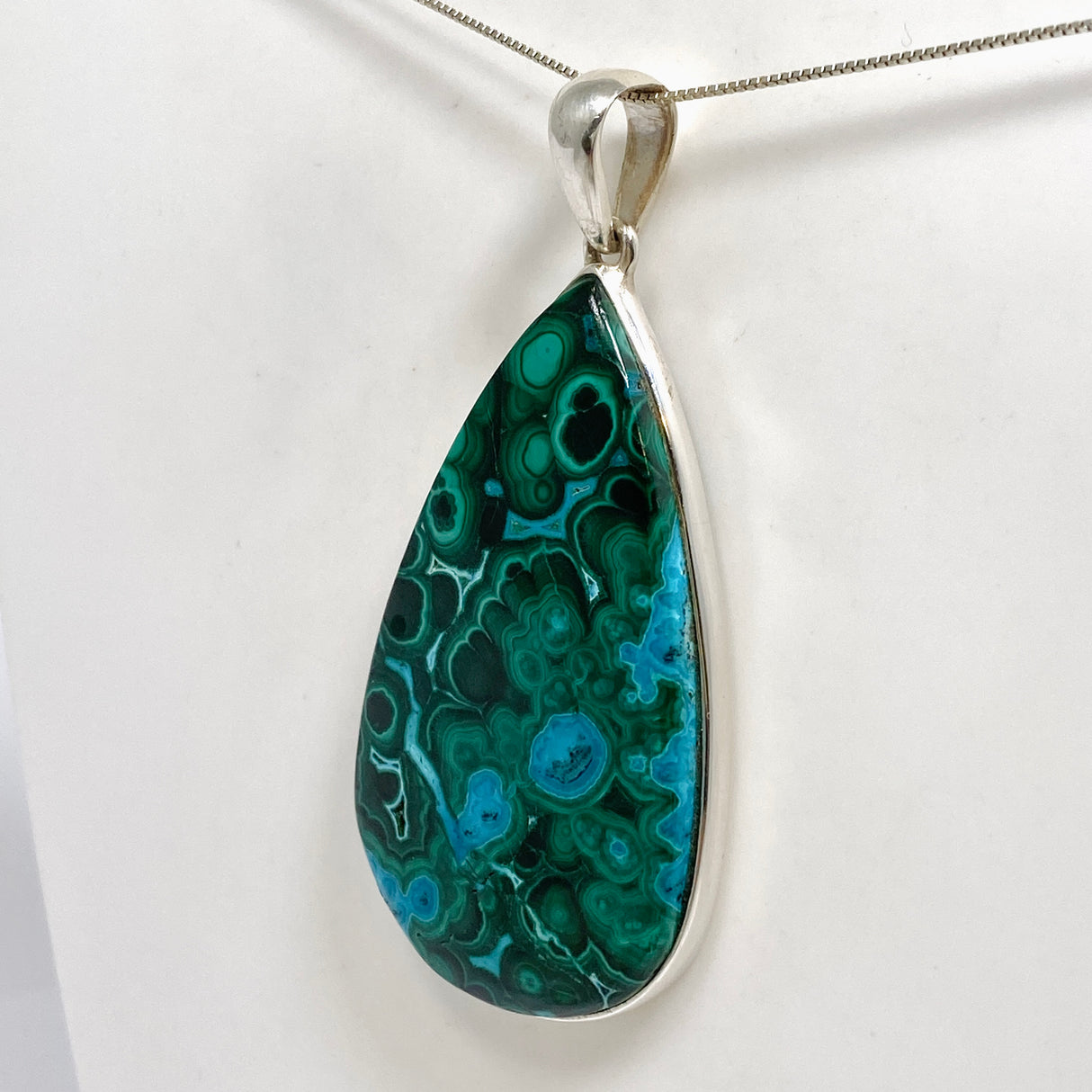 Malacholla (Malachite and Chrysocolla) Teardrop Cabochon Pendant PPGJ1133