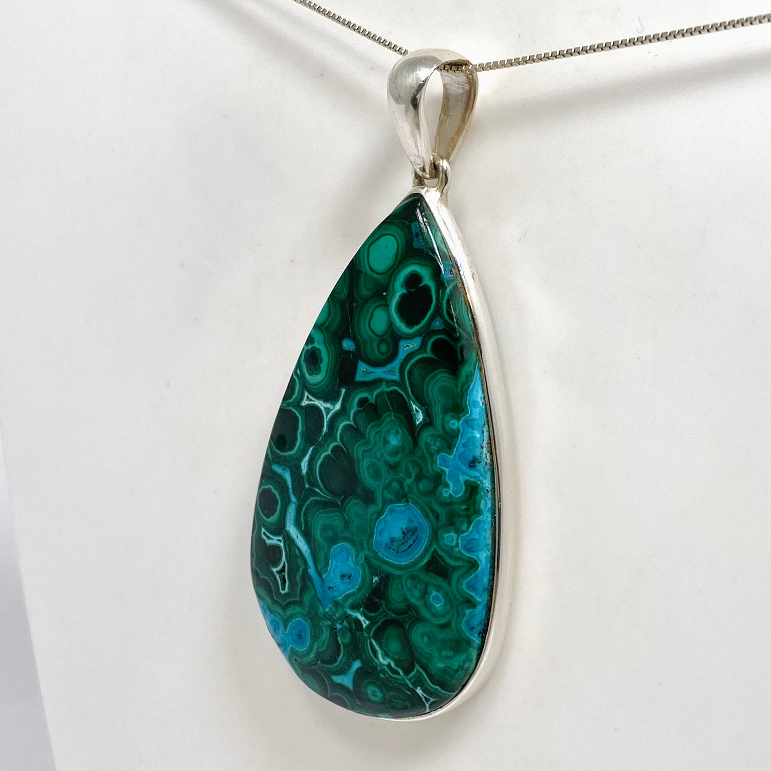 Malacholla (Malachite and Chrysocolla) Teardrop Cabochon Pendant PPGJ1133