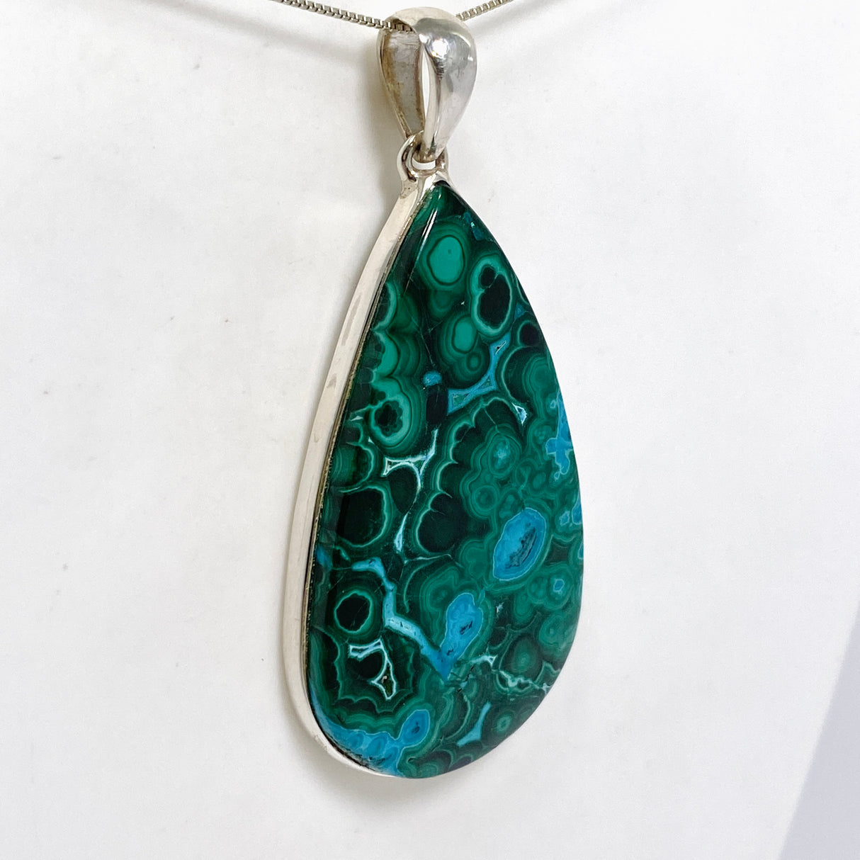 Malacholla (Malachite and Chrysocolla) Teardrop Cabochon Pendant PPGJ1133
