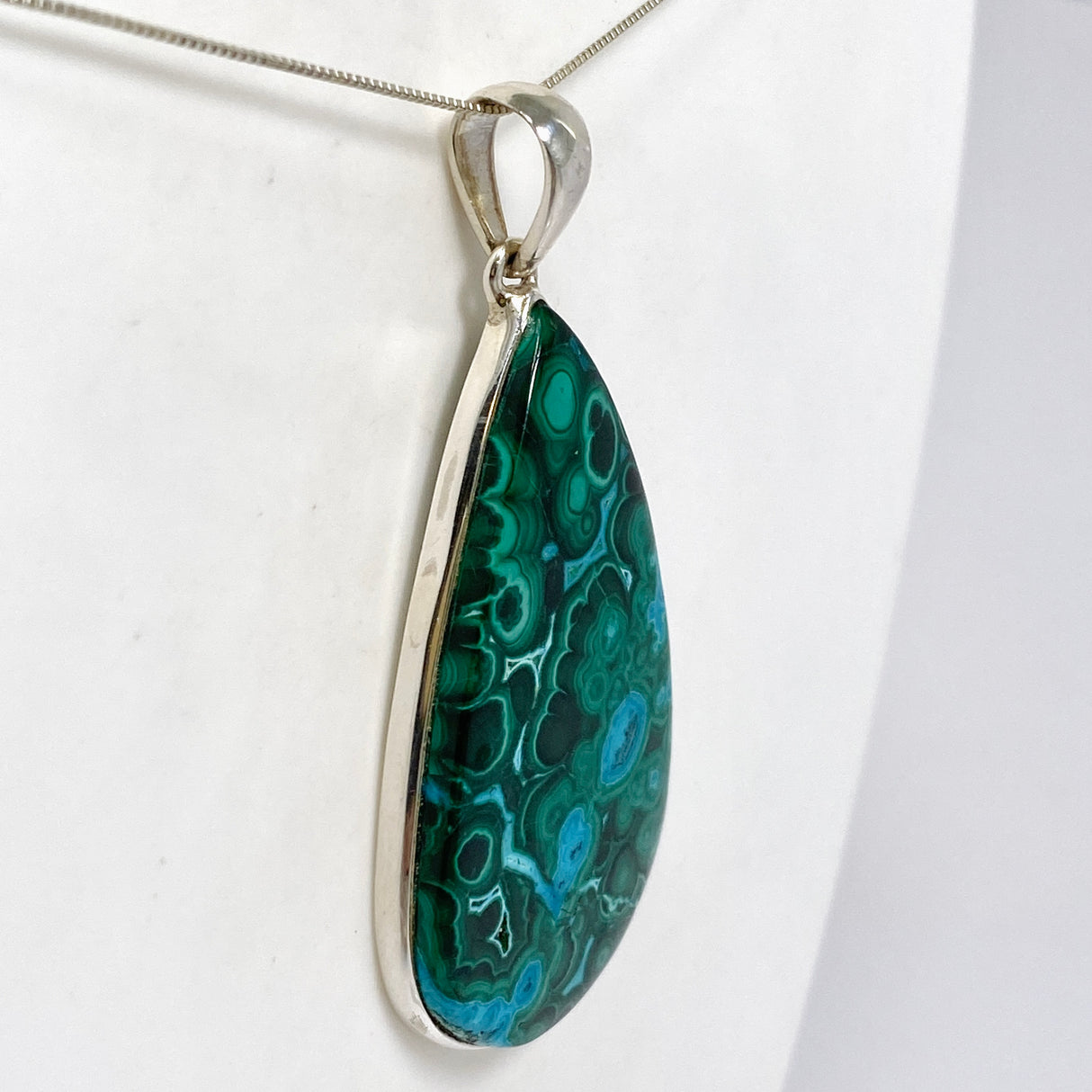 Malacholla (Malachite and Chrysocolla) Teardrop Cabochon Pendant PPGJ1133