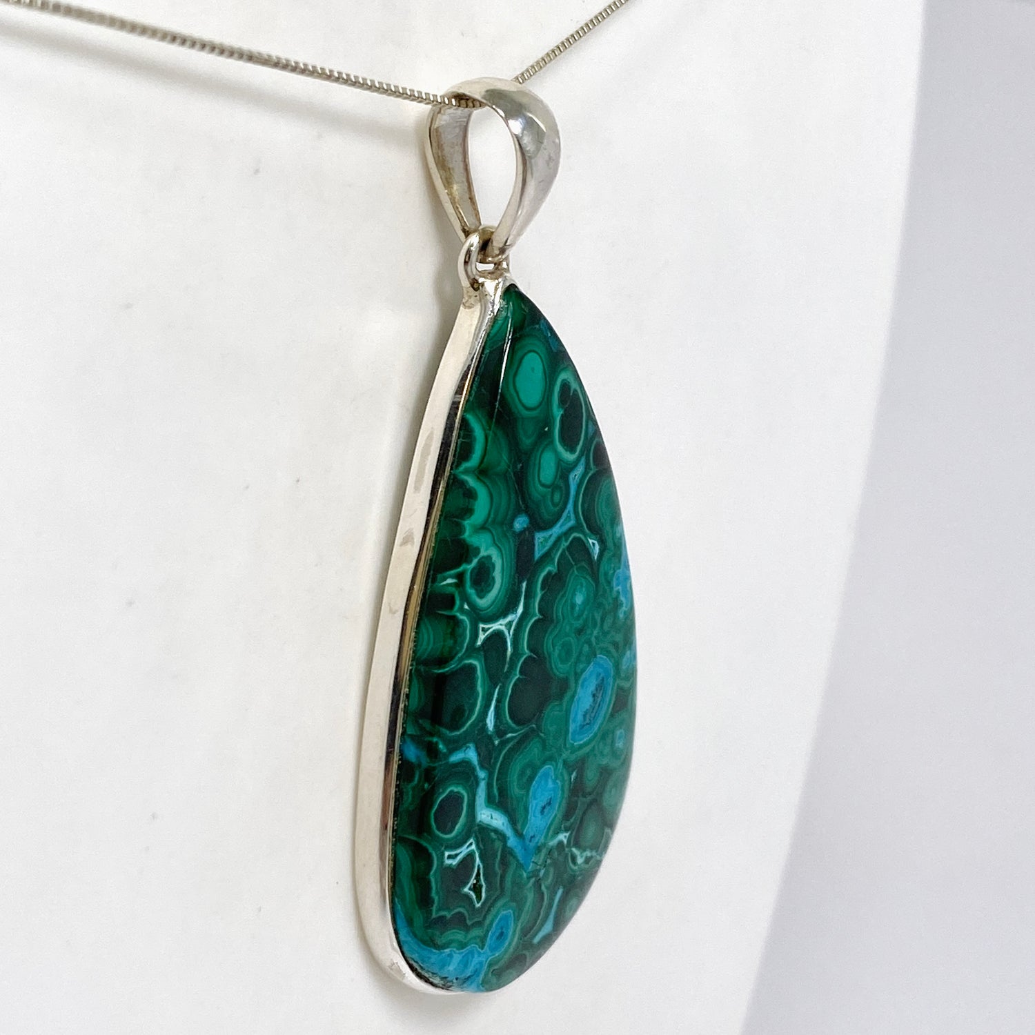 Malacholla (Malachite and Chrysocolla) Teardrop Cabochon Pendant PPGJ1133
