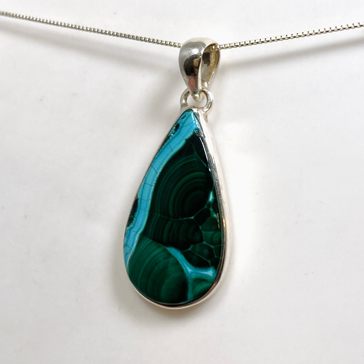 Malacholla (Malachite and Chrysocolla) Teardrop Cabochon Pendant PPGJ1134
