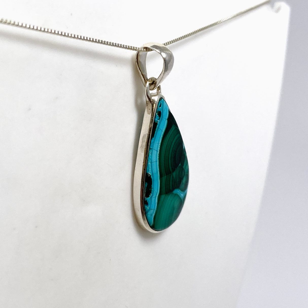 Malacholla (Malachite and Chrysocolla) Teardrop Cabochon Pendant PPGJ1134